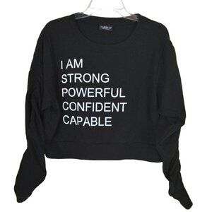 Boxercraft | Black Cropped Crewneck Sweatshirt "I am..." | Size L